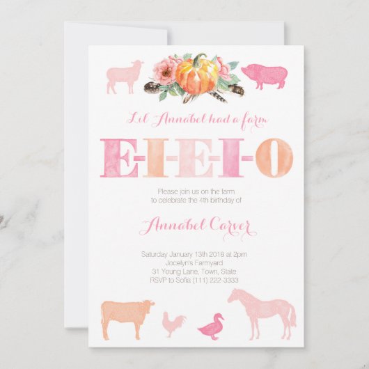 Old MacDonald EIO Boerderij Birthday Party Kaart (Voorkant)