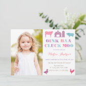 Old MacDonald Farm Animals Party Cards Afbeelding Kaart (Staand voorkant)