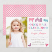 Old MacDonald Farm Animals Party Cards Afbeelding Kaart (Voorkant / Achterkant)