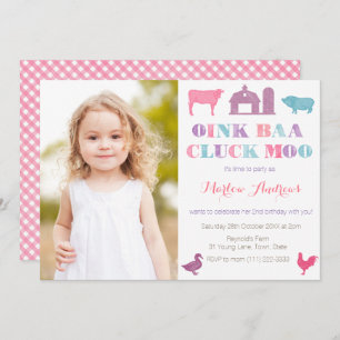 Old MacDonald Farm Animals Party Cards Afbeelding Kaart