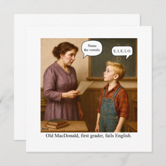 Old MacDonald, first grader, fails English. Kaart (Voorkant / Achterkant)