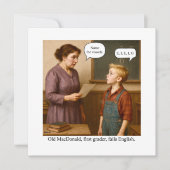 Old MacDonald, first grader, fails English. Kaart (Voorkant)
