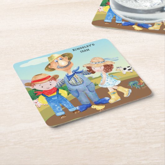 Old MacDonald's Boerderij Onderzetter 🐔 Schattige (Schuin)