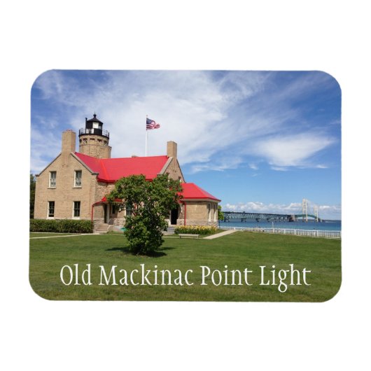 Old Mackinac Point Light, Mackinac Bridge Magneet (Horizontaal)