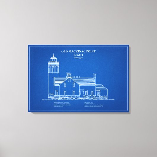 Old Mackinac Point Light - Michigan – AD Canvas Afdruk (Voorkant)