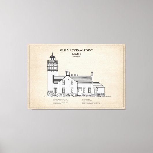 Old Mackinac Point Light - Michigan – SBD Canvas Afdruk (Voorkant)
