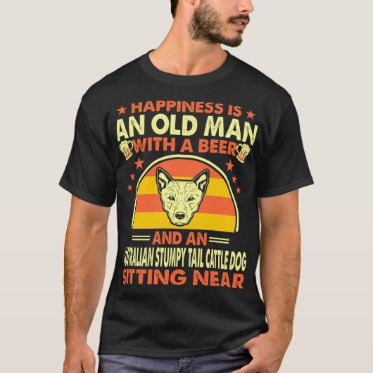Old Man Beer Australian Stumpy Tail Cattle Dog T-shirt (Voorkant)