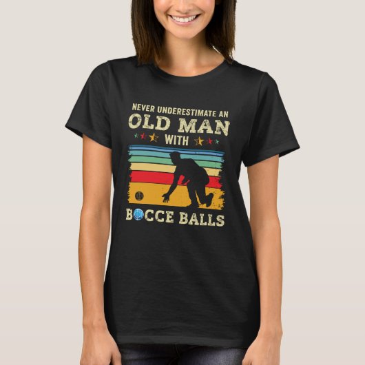 Old Man Bocce Ball Team Boccia Bocci Grandpa Dad H T-shirt (Voorkant)