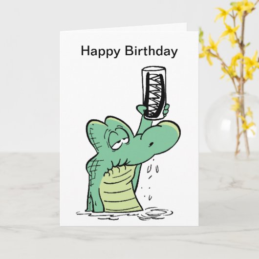 Old Man Croc Birthday Card Kaart (Gele Bloem)