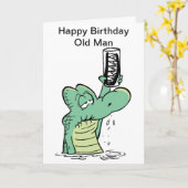 Old Man Croc Birthday Card Kaart (Gele Bloem)