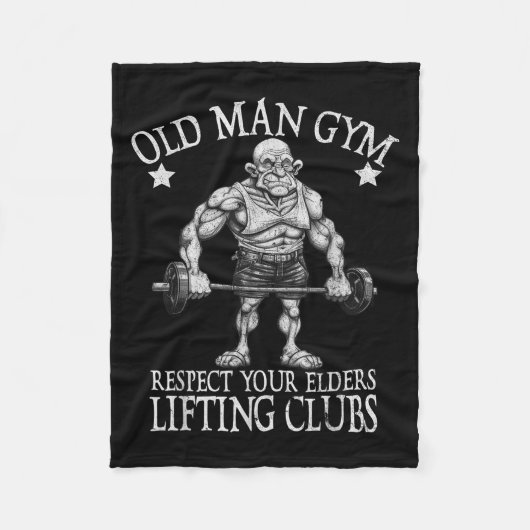 Old Man Gym Respect Your Elders Funny Workout Body Fleece Deken (Voorkant)