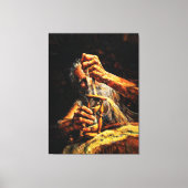 Old Man Hourglass Time Slipping Away Impasto Canvas Afdruk (Voorkant)