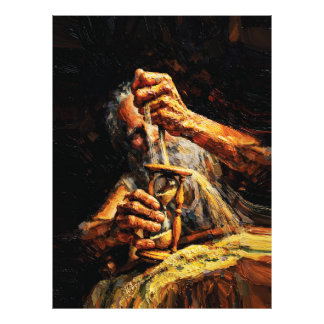 Old Man Hourglass Time Slipping Away Impasto Foto Afdruk