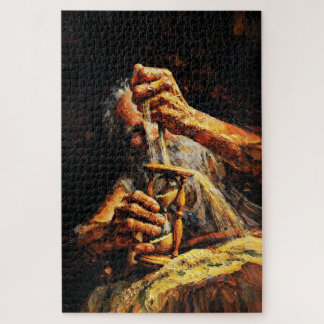 Old Man Hourglass Time Slipping Away Impasto Legpuzzel