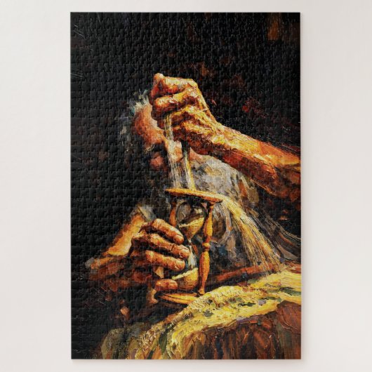 Old Man Hourglass Time Slipping Away Impasto Legpuzzel (Verticaal)
