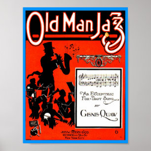 Old Man Jazz Sheet Music pub. 1920 Hoesje Poster