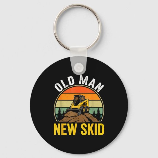 Old Man New Skid Funny Skid Steer Operator Sleutelhanger (Voorkant)