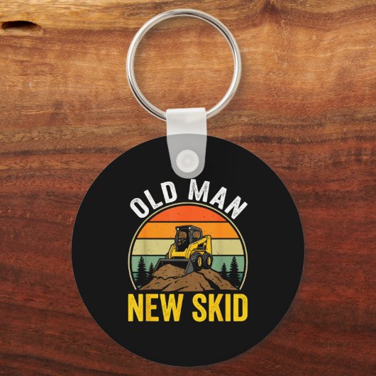 Old Man New Skid Funny Skid Steer Operator  Sleutelhanger (Voorkant)