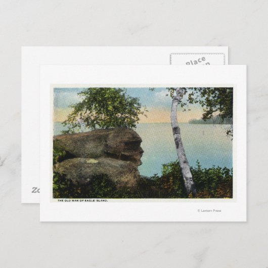 Old Man Rock Formation of Eagle Island Uitzicht Briefkaart (Voorkant / Achterkant)
