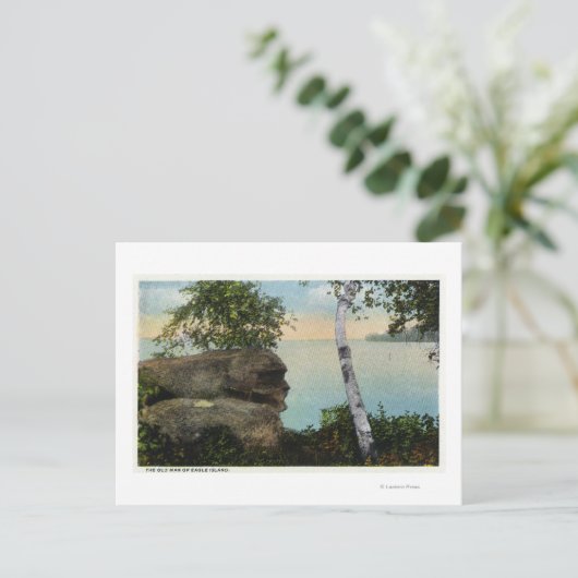 Old Man Rock Formation of Eagle Island Uitzicht Briefkaart (Staand voorkant)