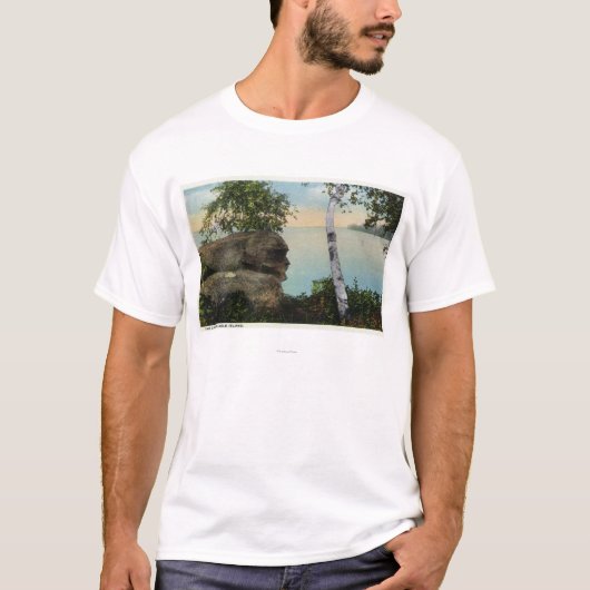 Old Man Rock Formation of Eagle Island Uitzicht T-shirt (Voorkant)