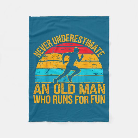 Old Man Running Humor Fitness Lover Funny Senior R Fleece Deken (Voorkant)