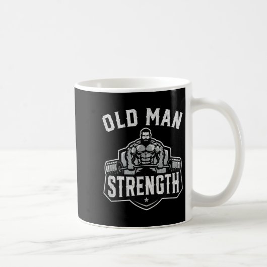 Old Man Strength Funny Gym Motivation Workout Gift Koffiemok (Rechts)