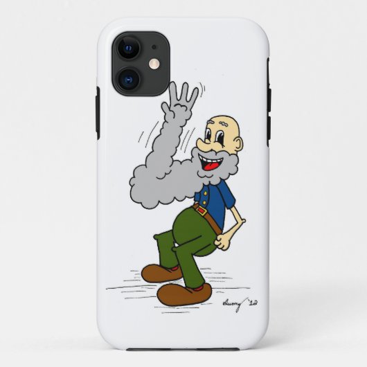 Old Man Waving Beard Cartoon iPhone 5 Hoesje (Achterkant)