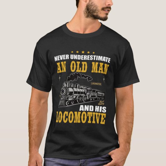 Old Man with Railway Locomotive Driver Model Railw T-shirt (Voorkant)