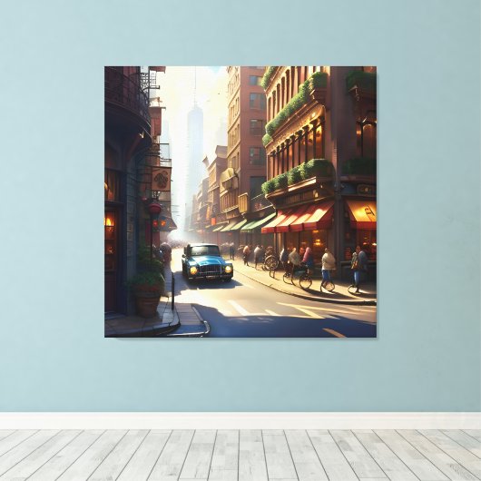 Old Manhattan Landscape One Canvas Afdruk (Insitu (Houten vloer))