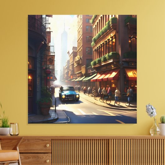 Old Manhattan Landscape One Canvas Afdruk (Insitu (Woonkamer))