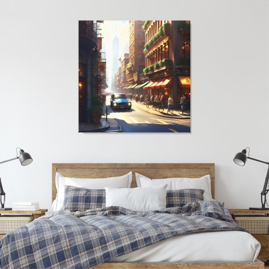 Old Manhattan Landscape One Canvas Afdruk (Insitu (Slaapkamer))