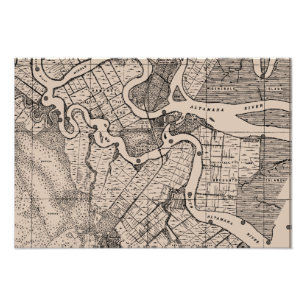 Old Map, Altamaha River, Georgia, VS - Brown Foto Afdruk