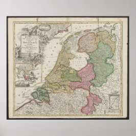 Old Map of Belgium and Netherlands from 1702-1707 Poster