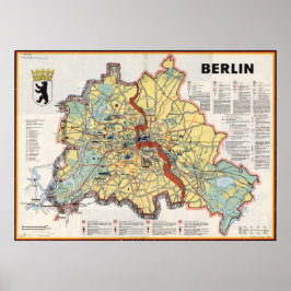 Old Map of Berlin 1961, Cold War Era Print