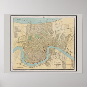 Old Map of New Orleans, LA Poster