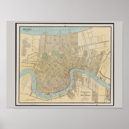 Old Map of New Orleans, LA Poster (Voorkant)