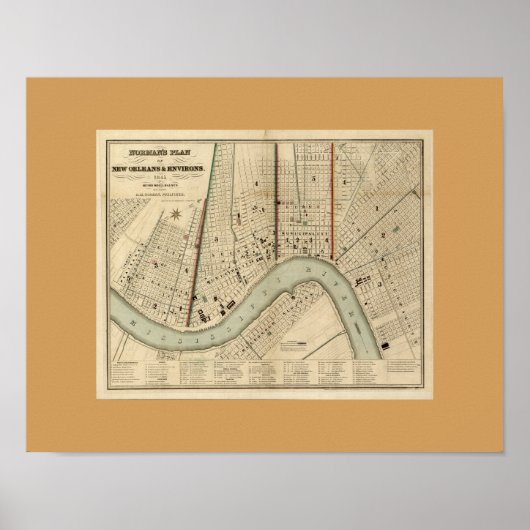Old Map of New Orleans, LA Poster (Voorkant)