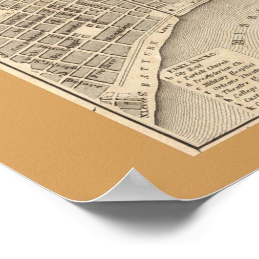 Old Map of New Orleans, LA Poster (Hoek)