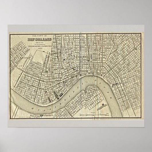 Old Map of New Orleans, LA Poster (Voorkant)