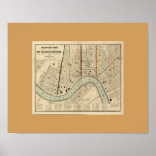 Old Map of New Orleans, LA Poster