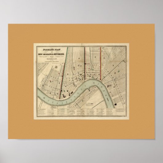 Old Map of New Orleans, LA Poster (Voorkant)