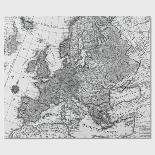 Old Maps Black and White Wrapping Paper Cadeaupapier (Vlak)
