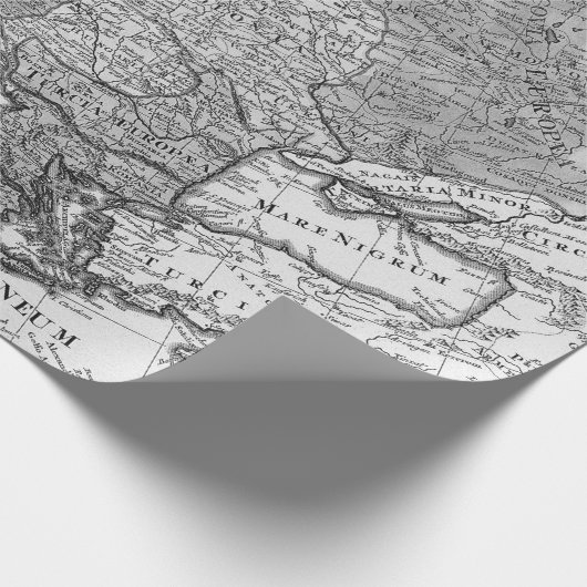 Old Maps Black and White Wrapping Paper Cadeaupapier (Hoek)