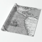 Old Maps Black and White Wrapping Paper Cadeaupapier (Uitgerold)