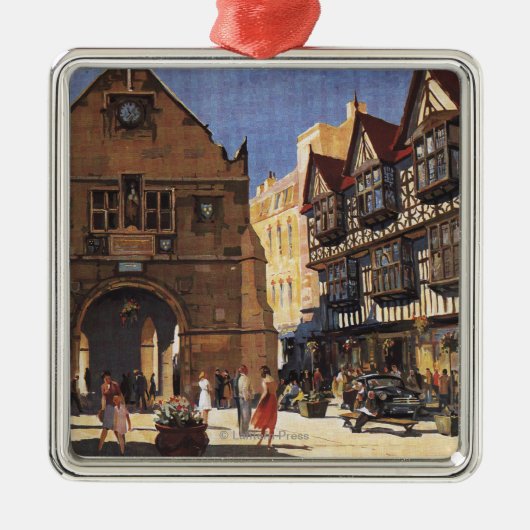 Old Market Hall Uitzicht British Railways Poster Metalen Ornament (Voorkant)
