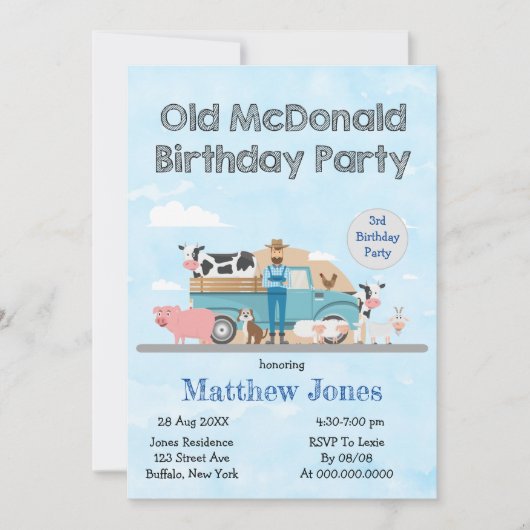 Old McDonald Boerderij Birthday Party (Voorkant)