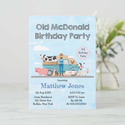 Old McDonald Boerderij Birthday Party (Staand voorkant)