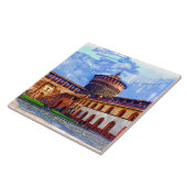 Old medieval Sforza Castle, Milaan, Italië. Tegeltje (Zijkant)