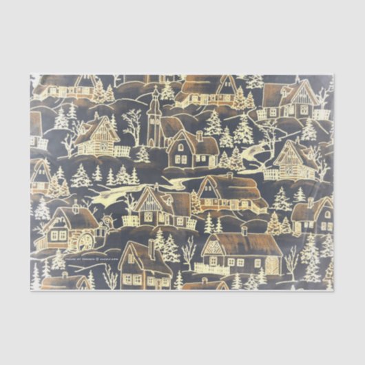  Old Merry-kerstavond Village Tissuepapier (Voorkant)